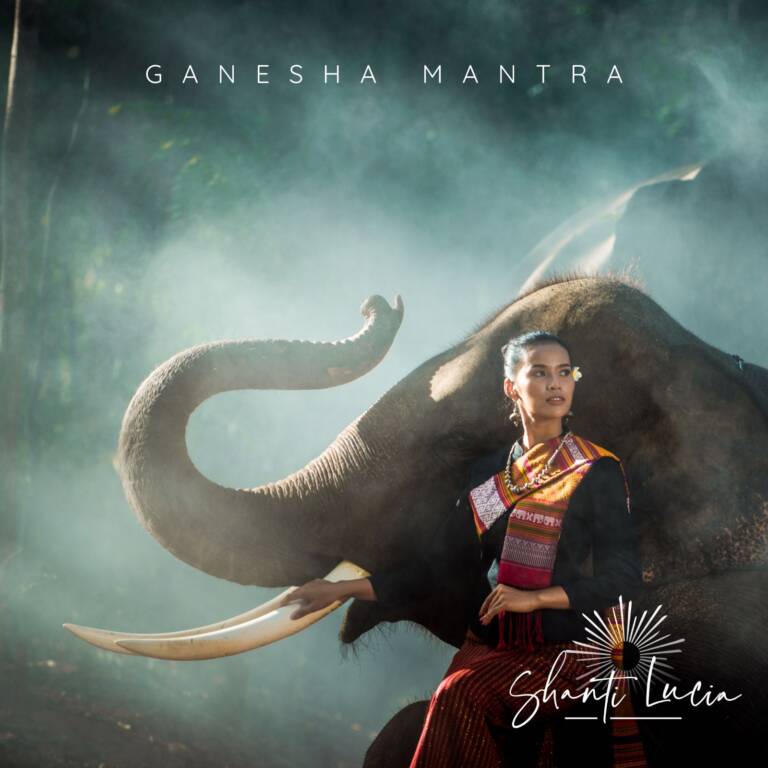 Ganesha Mantra cover artwork featuring an elephant against a mystical green background